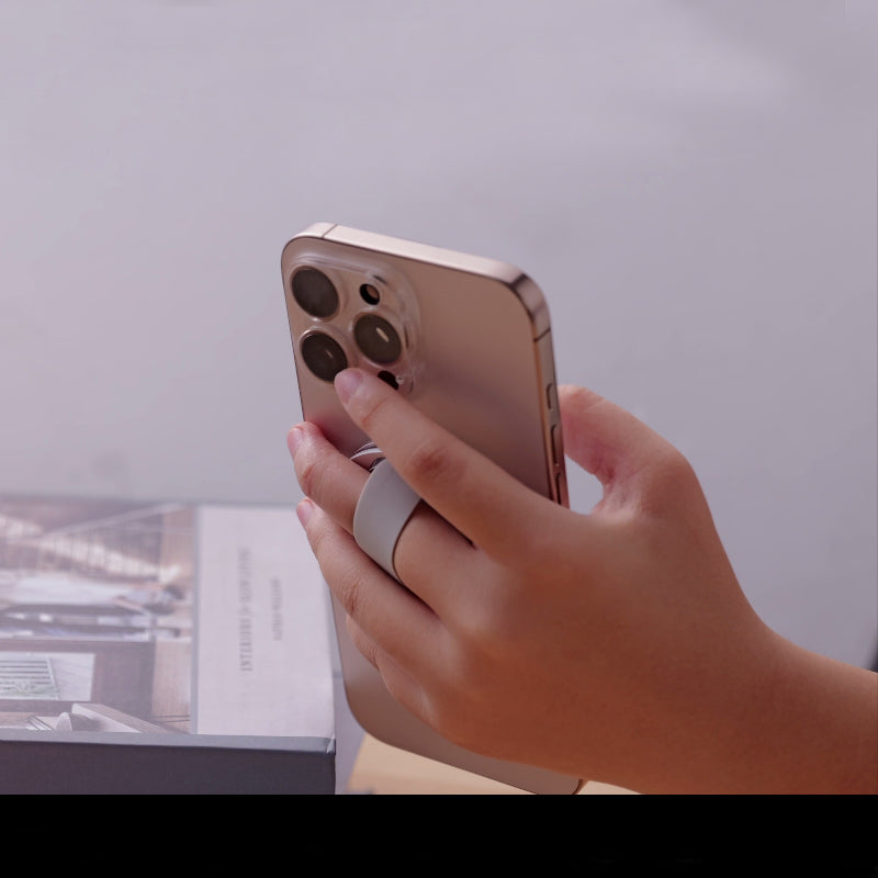H7Pro+ Two-sided Magnet Phone Ring Holder with Mirror Mag-grip Smartphone Stand with Strap