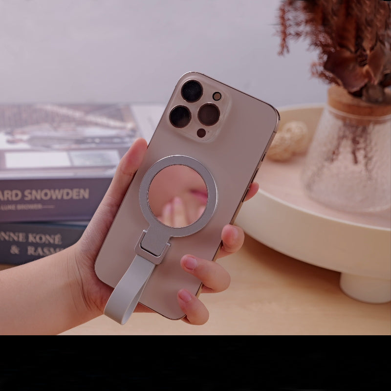H7Pro+ Two-sided Magnet Phone Ring Holder with Mirror Mag-grip Smartphone Stand with Strap