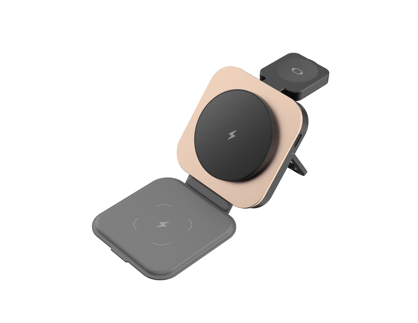 OEM T11 Super Slim Foldable 15W Magsafe 3 in 1 Wireless Charger Holder with Aluminium Alloy Finished
