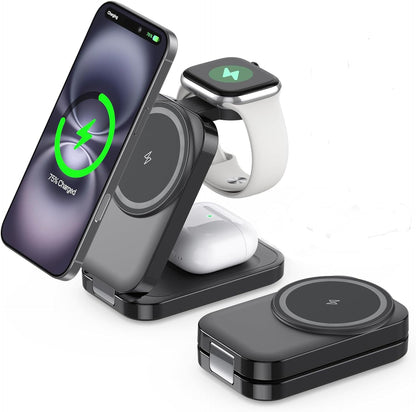 T18 Foldable Magnetic 3IN1 Wireless Charger Holder